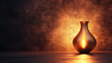 Poster - Elegant ceramic vase illuminated against textured warm background