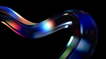 Leinwandbilder - Abstract animation, glass shape with color refraction effect, 4k seamless looped video, 3d render