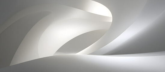 Poster - Minimalist abstract design featuring smooth white curves and soft shadows creating an open, airy atmosphere for creative inspiration and focus.