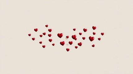 Poster - Minimal heart backdrop with scattered tiny hearts on a neutral background, ideal for text overlays and product display.