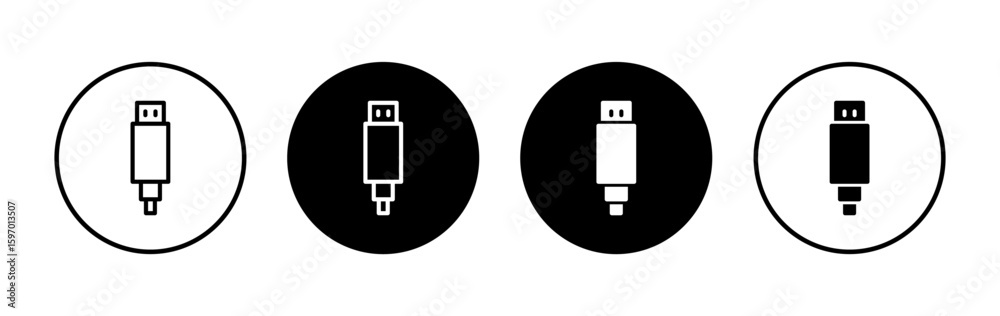Usb icon symbol for apps and websites. usb charging. Flash disk sign ...