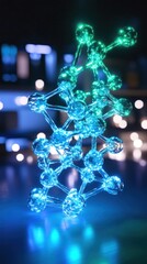 Aufkleber - a captivating molecular structure glows with blue and green hues, showcasing its intricate design an