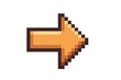 © Krtola  - Gold pixel art arrow pointing to the right on a transparent background, ideal for web design, game development, and user interface design