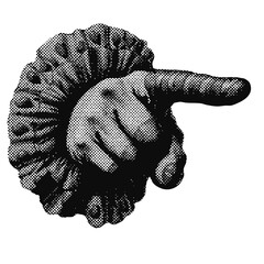 Poster - Vintage pointing hand direction halftone grunge vector design element