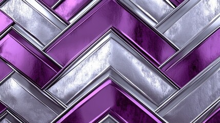Poster - Close up of silver and purple chevron pattern creating a metallic textured background design effect