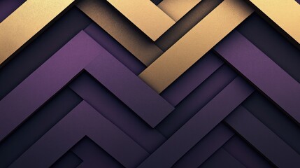 Poster - Abstract geometric pattern with purple and gold stripes forming a chevron design layout style