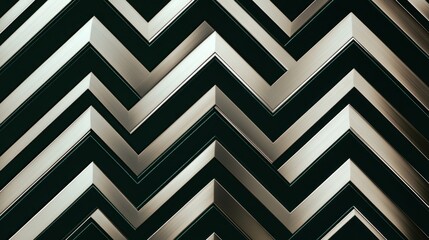 Poster - An abstract pattern of silver and black zigzags creates a geometric and modern design element