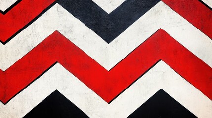 Poster - Abstract pattern with red black and white zigzag lines creating a dynamic visual texture effect