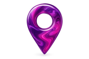 Fototapete - Location pin symbol featuring glossy purple-pink marble pattern, transparent backdrop