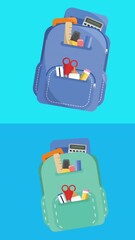 Aufkleber - Animation of multiple school bag icons against copy space on white background
