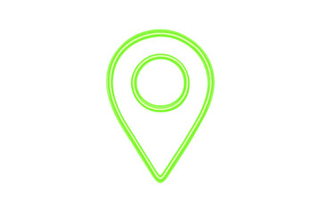 Fototapete - Neon green location pin glowing against transparent backdrop, marking precise geographical point with vibrant digital marker
