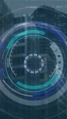 Leinwandbilder - Animation of loading circles, graphs and trading board over modern buildings against sky