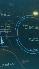 Poster - Animation of changing numbers, multiple texts in speedometer, time-lapse of moving vehicles in city