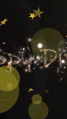 Poster - Animation of happy diwali text over glowing spots on black decorations background