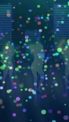 Poster - Animation of glowing light spots moving over black background