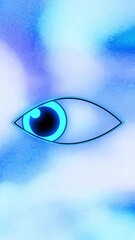 Aufkleber - Animation of eye icon over blue moving background