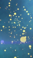 Poster - Animation of glowing light spots moving over dark background