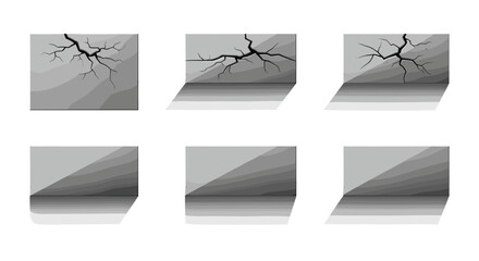 Poster - Six gray blocks with varying degrees of damage and shadow effects displayed in a grid pattern