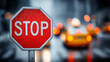 © Creative-Touch - Stop Sign on Urban Street | Red Octagon Traffic Sign with Motion Blur Background