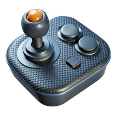 Poster - Retro gaming joystick with orange ball top and buttons isolated on transparent background
