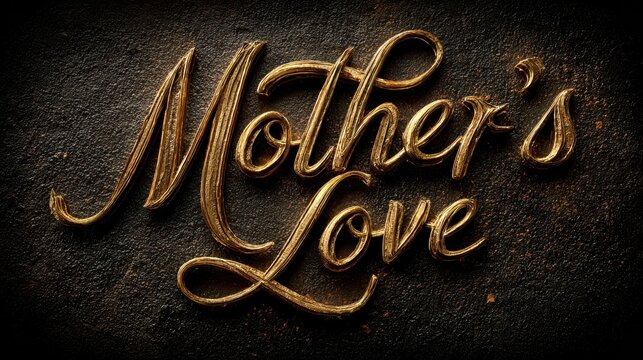 Golden mother love text on dark textured ground background image