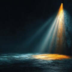 Aufkleber - Spotlight illuminates dark concrete surface background image