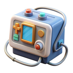 Poster - Retro gaming device with colorful buttons and screen isolated on transparent background