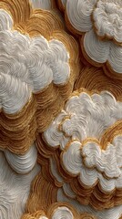 Aufkleber - Layered gold and white textured cloud pattern background image