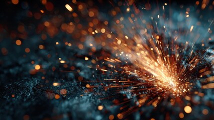Aufkleber - Bright sparks flying from dark surface below background image