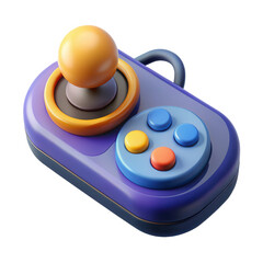 Poster - Retro video game controller with joystick and colorful buttons isolated on transparent background