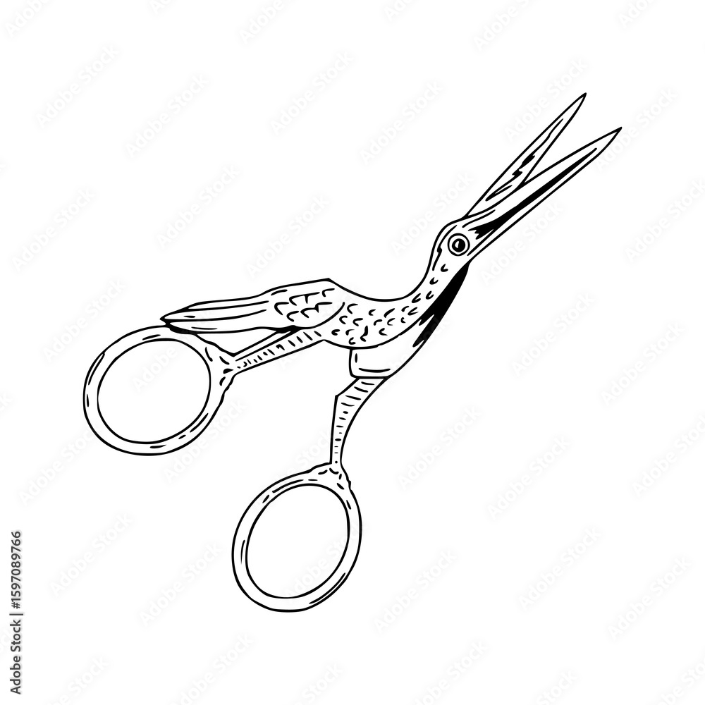 vintage bird shaped scissors design Stock Vector | Adobe Stock