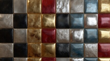 Aufkleber - Metallic squares in varied colors arrangement background image