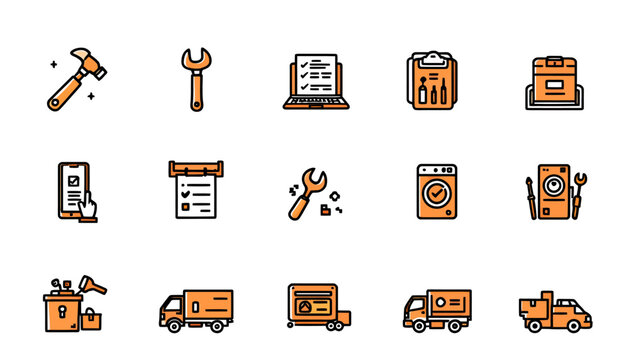 Isolated vector illustration showcases a simple wrench icon, rendered with clean lines and a modern design, ideal for various industrial and repair-themed projects.