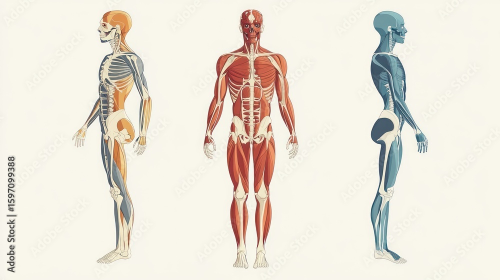 Anatomy Diagram - Skeletal Muscular and Bone Structure Stock ...