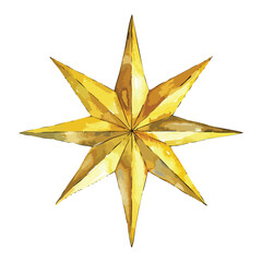Poster - Christmas star decoration watercolor illustration, isolated
