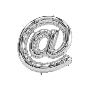 Silver at Symbol Balloon Floating in the Void, Modern Digital Communication Symbolism for Promotions