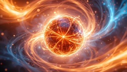 Poster - Glowing orb with network connections creates a powerful technology concept image