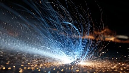 Wall Mural - abstract night sparks: blue and orange metal firework