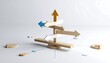 © ala - Wooden arrows on a balance, conceptual