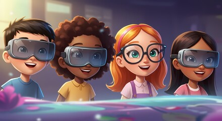 The best immersive learning experience for diverse children exploring virtual reality worlds with advanced headsets, fostering creativity and futuristic engagement.