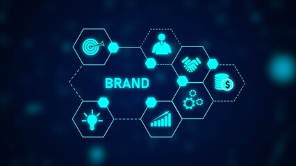 Poster - Abstract Brand Concept Cyan Hexagon Network Business Marketing Strategy Growth Target Idea Teamwork Finance Money