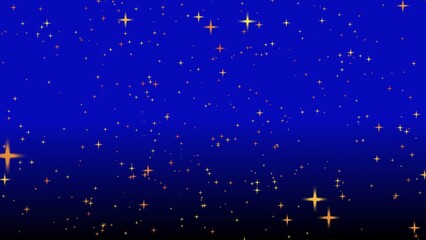 Poster - Blue Night Sky Background with Gold and Orange Stars Scattered Across Gradient image
