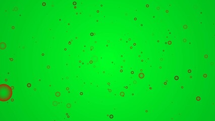 Poster - Scattered Orange Bubbles on Green Background Varying in Size and Opacity Abstract Image