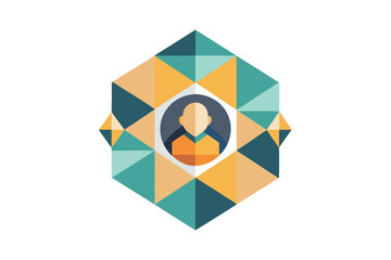 Poster - Abstract geometric illustration featuring a person icon in a stylish colorful modern design