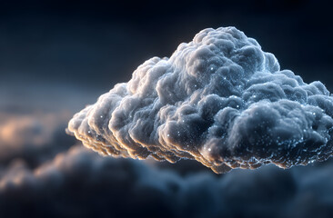 Poster - Abstract cloud computing tech. Safe encrypted storage, personal data protection, verified encription tech. Security protocol wireless file transfer drive service. Global database, online information