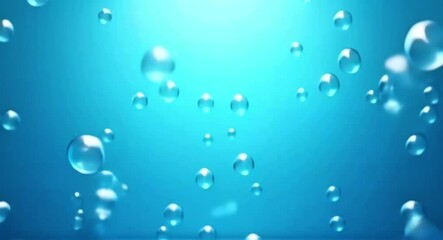 Poster - Abstract floating bubbles animation on a blue background for creative projects