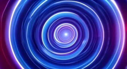 Poster - Blue and Purple Light Tunnel Animation with Circular Patterns and Glow Effect