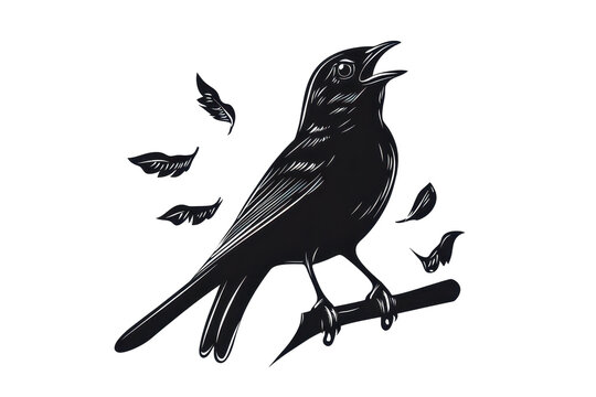 Singing canary icon vector illustration isoleted on white background in silhouette