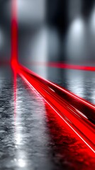 Poster - Dynamic Red Light Trails on Reflective Surface