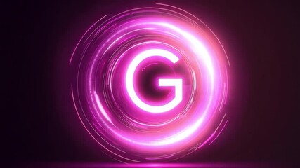 Poster - Futuristic Neon Pink Glow with Letter G in Circular Design